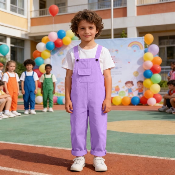 MEZZALL Kids Girls Romper And Jumpsuit Performance For Stage Show Solid Color Strap Square Collar Jumpsuits Breathable One-Pieces