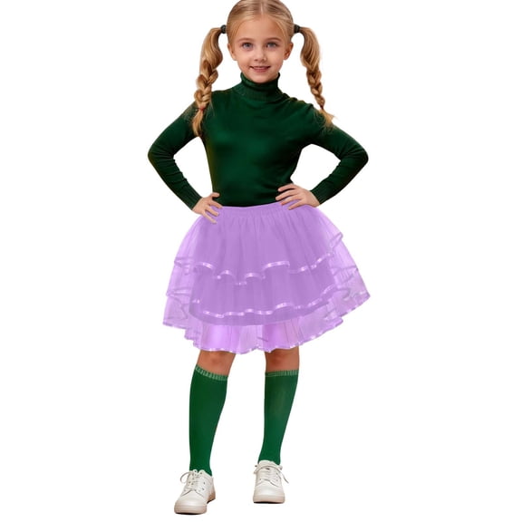 MEZZALL Kids Girls Solid Color Layer Mesh Puffy Skirt Stage Performance Dress Comfort Skirts