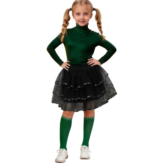 MEZZALL Kids Girls Solid Color Layer Mesh Puffy Skirt Stage Performance Dress Trendy Skirts