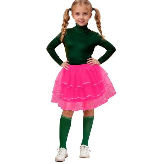 MEZZALL Kids Girls Solid Color Layer Mesh Puffy Skirt Stage Performance Dress Versatile Skirts