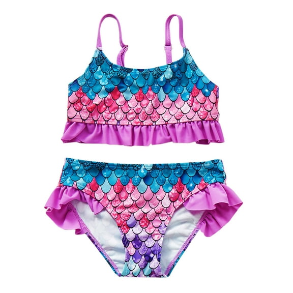 MEZZALL Kids Girls Summer Floral Three Piece Cute Swimsuit Girls Swimsuit Swimwear Lace Up Relaxed Fit Baby Toddler Swim Wear