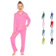 thumbnail image 1 of MEZZALL Kids Girls Toddler Pajamas Sets Long Sleeve Shirts Tops & Pants Comfortable Fabric Lapel Button Up Collar Solid Color Loose Fit Homewear Soft Sleepwear, 1 of 8