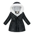 thumbnail image 1 of MEZZALL Kids Girls Winter Hooded Coats With Trim Warm Zip Up Long Sleeve Jacket Long Sleeve Slim Fit Outerwear For Cold Weather Solid Color Comfort Child Clothes, 1 of 3