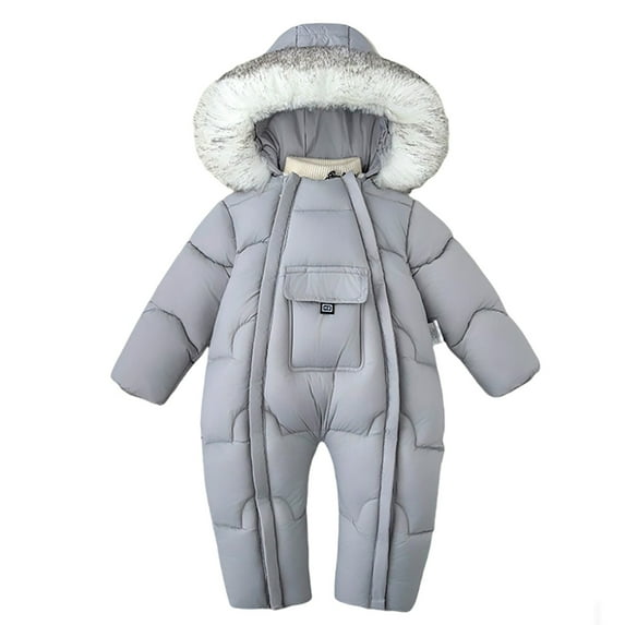 MEZZALL Kids Girls Winter Snowsuit Insulated Padded Long Sleeve Jumpsuit With Attached Mittens And Booties Double Zipper For Baby Toddler Warm Outfits Solid Color Fashionable Child One-Pieces