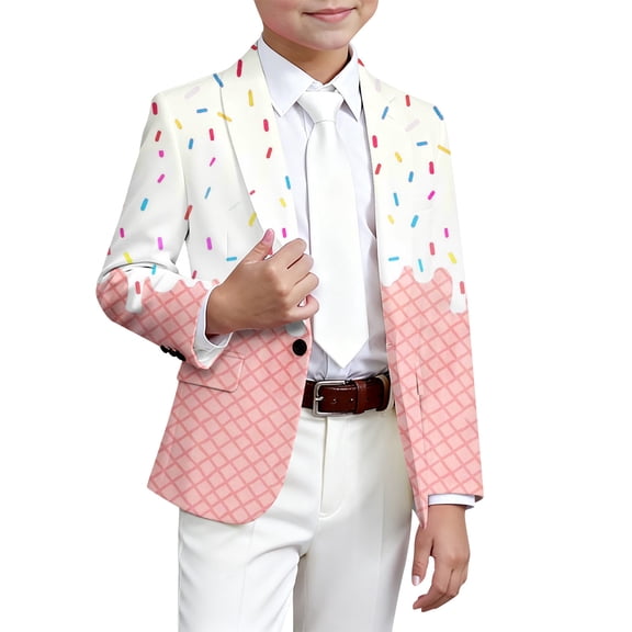 MEZZALL Kids Ice Cream Print Jacket Boys Girls Fashion Casual Party Wear Outerwear Birthday Long Sleeve Tops Coats