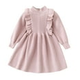 thumbnail image 1 of MEZZALL Kids Baby Girls Long Sleeve Patchwork Solid Color Sweater Princess Dress Outfits Soft Sundress, RD1, 18-24 Months, 1 of 8