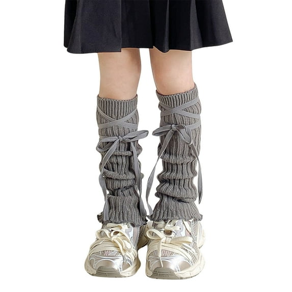 MEZZALL Kids Leg Warmers Knitted Leg Warmers Loose Socks Knee High Leg Warmers For Girls Trendy Toddler Dailywear, Light Gray, One Size