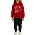 thumbnail image 1 of MEZZALL Kids Letter Bowknot Print Hoodie Jogger Sweatshirt Tops Trousers Pants Sets Long Sleeve Casual Tracksuit Girls Boys Fashionable Clothing Sets, 1 of 4