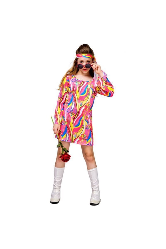 Kids Little Girl Children Vintage Hippie Birthdays Girls Disco Stage Show Birthdays Party Dresses Soft Baby Toddler Sundress