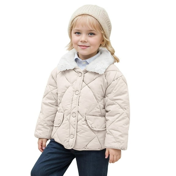 MEZZALL Kids Loose Jacket Children Lattice Crop Jacket Boys Girls Baby Thick Warm Collar Coat Fashion Long Sleeve Outerwear Solid Color Coats Winter Breathable Streetwear