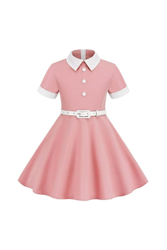 MEZZALL Kids 'Lucy' Vintage Clarity 50's Girls Dress with Solid Color Belt for 3-12 Years