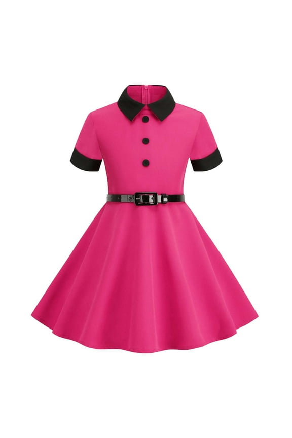 MEZZALL Kids 'Lucy' Vintage Clarity 50's Girls Dress with Solid Color Belt for 3-12 Years