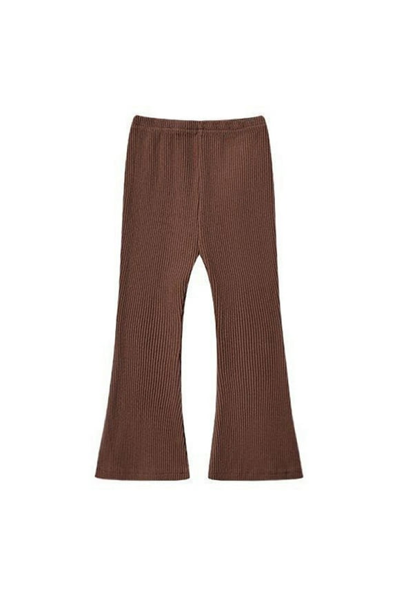 Kids Micro Flare Pants Girls Stretch Outer Layer Leggings Leisure Solid Color Daliy Leisure Slacks Trousers