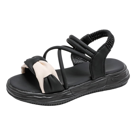 MEZZALL Kids Shoes Fashion Casual Flat Fish Mouth Sandals Comfortable Soft Sole Kids Beach Sandals Leisure Toddler Footwear, Black, 4.5-5 Years