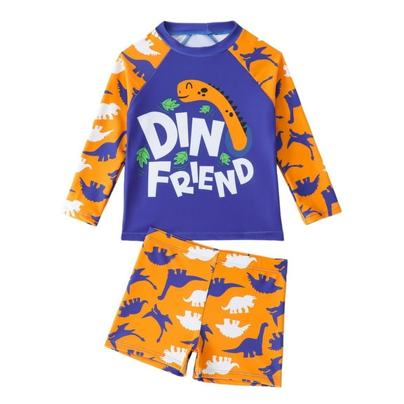 MEZZALL Kids Short Sleeve Sunsuit Swimwear Boys 2PCS Beach Sunscreen Swimsuit Vacation Hawaii Beachwear, Multicolour, 3-4 Years