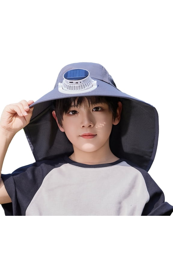 Kids Solar Fan Hat With Wide Brim For Sun Lightweight Cap For Outdoor Activities Adjustable Breathable Design Boys Girls 3-12 Toddler Caps Comfort / One Size