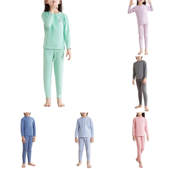MEZZALL Kids Thermal Pajama Set Baby Autumn Clothes Fall Long Sleeve O-Neck Tops Pants Kids Winter Pajamas Sets Leisure Sleepwear