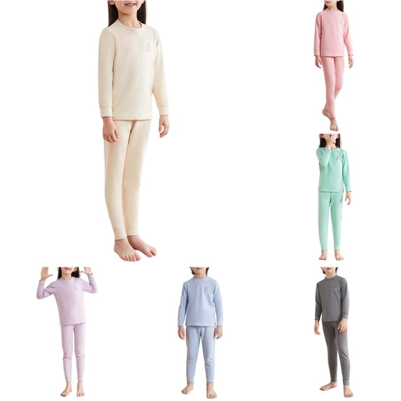 MEZZALL Kids Thermal Pajama Set Baby Autumn Clothes Fall Long Sleeve O-Neck Tops Pants Kids Winter Pajamas Sets Soft Sleepwear
