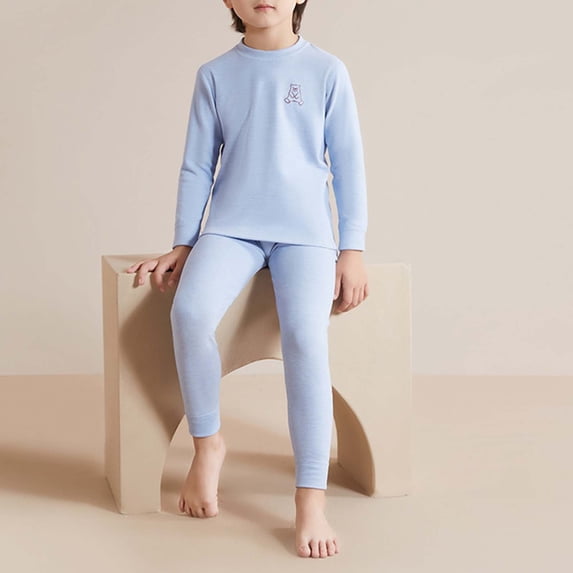 MEZZALL Kids Thermal Pajama Set Baby Autumn Clothes Fall Long Sleeve O-Neck Tops Pants Kids Winter Pajamas Sets Trendy Sleepwear