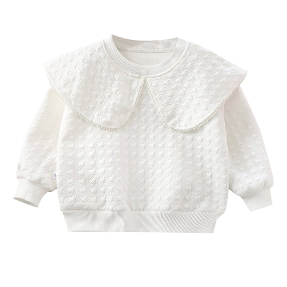 MEZZALL Kids Toddler Baby Girls Long Sleeve T-Shirt Tshirts Tops Blouse Solid Color Shirt Lovely Dailywear, White, 6-7 Years