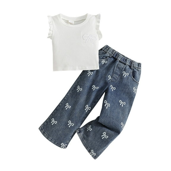 MEZZALL Kids Toddler Baby Girls Spring Summer Print Sleeveless Long Pants Outfits Clothes Versatile Baby Wear