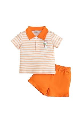 Kids Toddler Boys Short Sleeve O-Neck Easter Striped T Shirt Tops Shorts Gentleman Outfits Adorable Children Fashion Clothes Sets