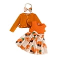 thumbnail image 1 of MEZZALL Kids Toddler Girls Easter Rabbit Prints Dress Long Sleeve Ruffles Coat Tops Headbands Outfits Lovely Children Fashion Clothes Sets, 1 of 7