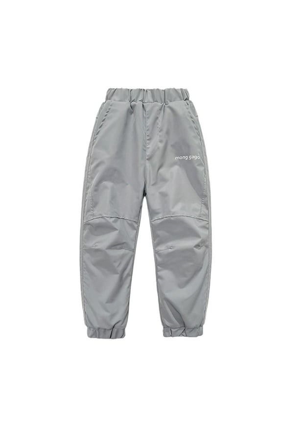 Kids Windproof Hiking Pants Outdoor Sports Trousers For Boys Girls With Elastic For Active Play Solid Color Stylish Child Clothes