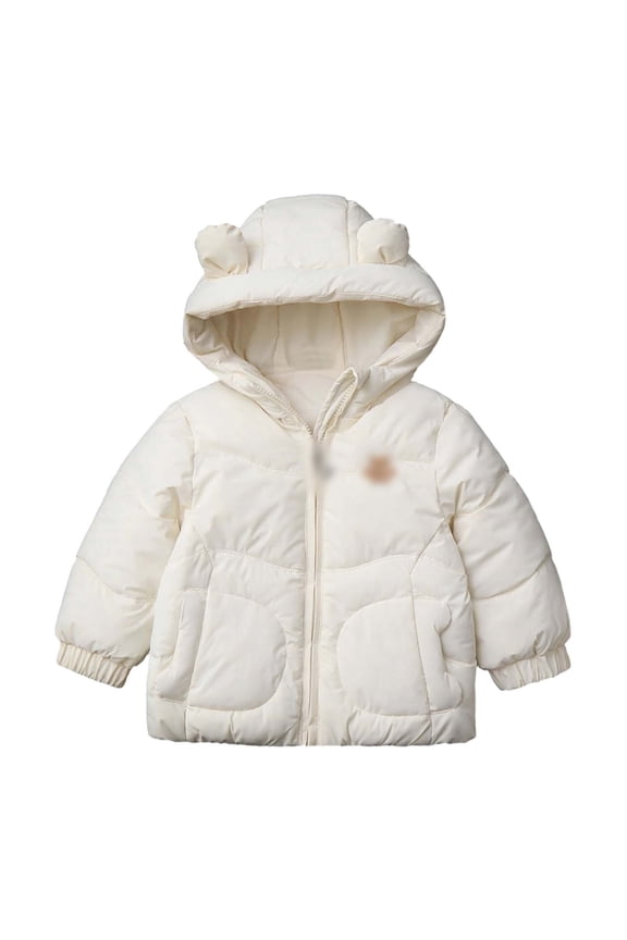 Kids Winter Children Padded Jacket Long Sleeve With Thick Hood And Warm Coats (1Y 5Y) Solid Color Boho Clothes