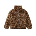 thumbnail image 1 of MEZZALL Kids Winter Girls Leopard Print Jacket With Stand Collar And Pockets Long Sleeve Fashion Outerwear Children Cozy Coat Breathable Tops, 1 of 9