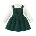 thumbnail image 1 of MEZZALL Kids Winter Girls Outfits 2 Piece Long Sleeve Ribbed Strap Tops With Bow Tie Dress Toddler Holiday Party Wear Lovely Clothing Sets, 1 of 9