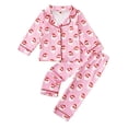 thumbnail image 1 of MEZZALL Kids Winter Girls Pajamas Sets Two Piece Santa Print Long Sleeve Lapel Button Down Tops And Pants Cozy Loungewear Night For Toddlers And Comfort Sleepwear, 1 of 8