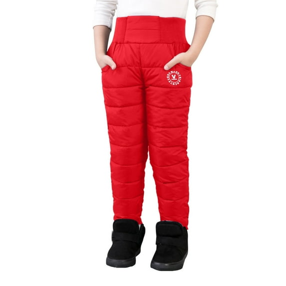MEZZALL Kids Winter Snow Pant with Lined Waterproof Puffer Down Pants Zip Pocket Warm Trousers