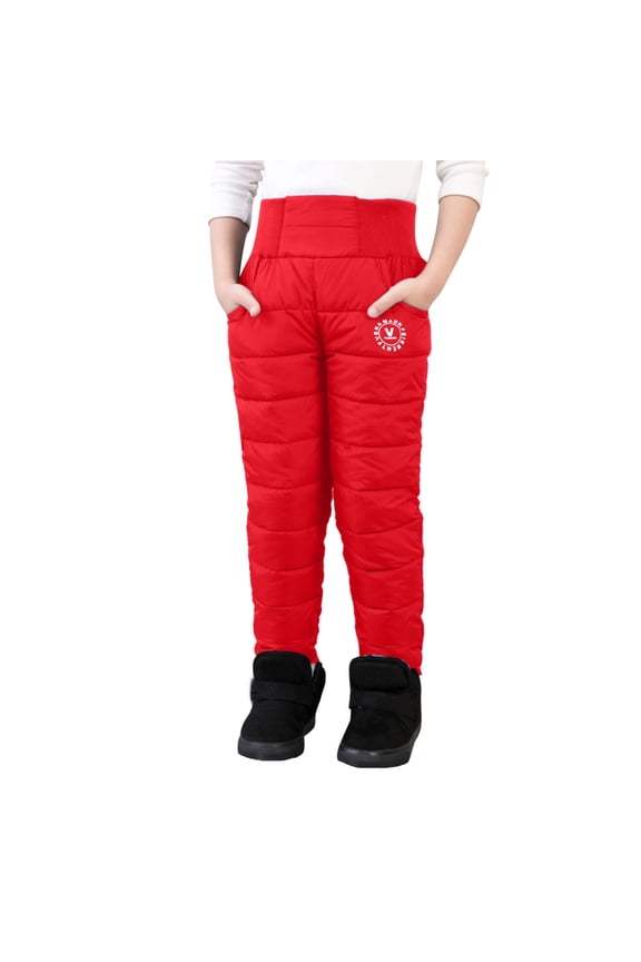 Kids Winter Snow Pant with Lined Waterproof Puffer Down Pants Zip Pocket Warm Trousers