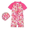 thumbnail image 1 of MEZZALL Kids Zipper Swimsuit Vacation Hawaii Beachwear Quick Drying Middle And Big Boys Girls Cartoon Cute Children Swimsuit Vacation Hawaii Beachwear, Watermelon Red, 7-8 Years, 1 of 2