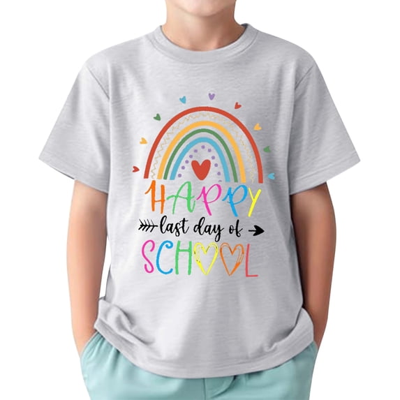 MEZZALL Last Day Of School T-Shirt Toddler Boys Girls Kids Short Sleeve O-Neck Happy Funny End Of School Year Graduation Shirts Graphic Tee Tops Stylish Child Blouses Clothing