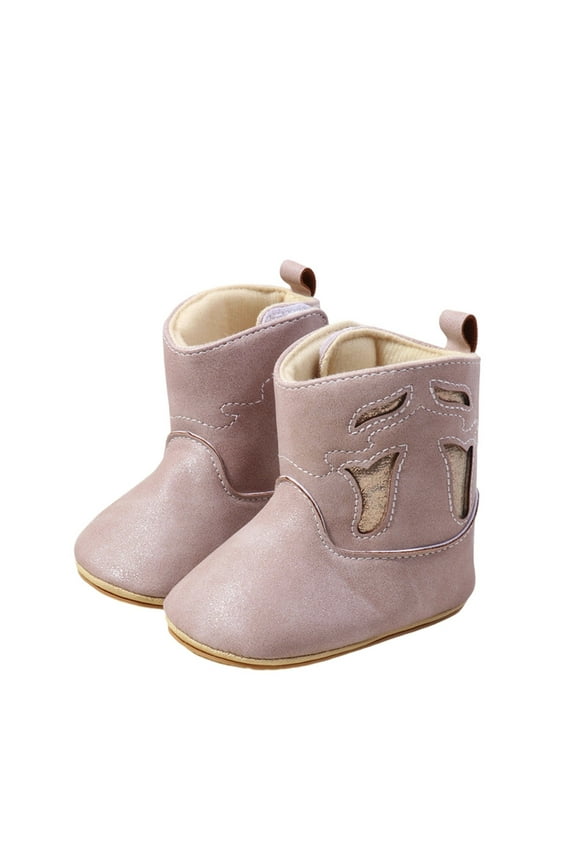 Leather Western Boots Cowboy Bootie Soft Sole Nonslip Crib Shoes For Baby Toddler Girls Boys Holiday Footwear