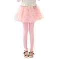 thumbnail image 1 of MEZZALL Little Girls Footless Leggings With Tutu Ruffle Skirt Stretchy Cotton Pantskirt Trendy Toddler Dailywear, Pink, 12-14 Years, 1 of 5