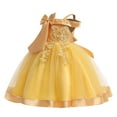thumbnail image 1 of MEZZALL Little Girls Off Shoulder Bow Evening Gown Princess Pageant Dress For Birthday Parties & Stage Performances Stylish Toddler Baby Wear 6-7Y, 1 of 4