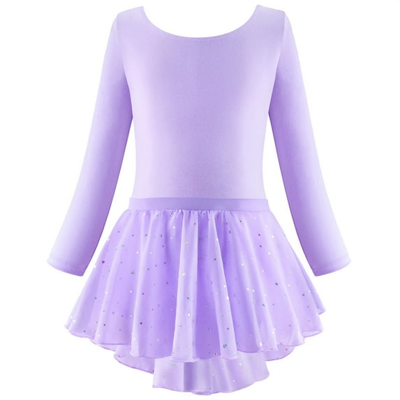 MEZZALL Long Sleeve Ballet Skirtsed Leotards Dance Dresses Tutu Outfits For Ballerina Toddler Girls Solid Color Trendy Child Sundress