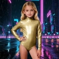 thumbnail image 1 of MEZZALL Long Sleeve Girls Romper Jumpsuit High Neck Back Zip Leotard Solid Color Performance Dance Gymnastics Unitard Stage Show Onesie Kids Toddler Fashionable Spring Child One-Pieces, 1 of 3