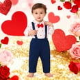 thumbnail image 1 of MEZZALL Love Heart Baby Boy Outfits Cute Striped Suspenders Bodysuit With Long Pants Toddler Dressy Romper Jumpsuit Soft Formal Casual Wear For Photo Cozy Clothing Sets, 1 of 8