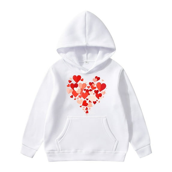 MEZZALL Love Heart Sweatshirt Hoodie Pullover Tops For Kids Stylish Toddler Dailywear, White, 13-14Years