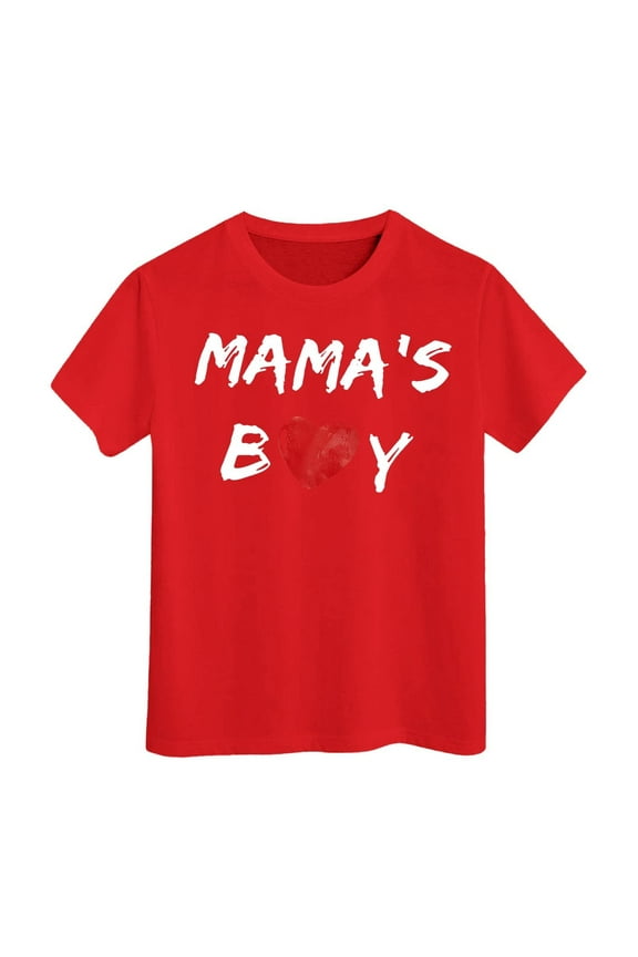 MAMA'S BOY Boy Shirt Baby Tee Soft Dailywear, Red, 1-2 Years