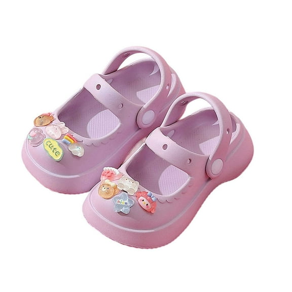 MEZZALL Mary Jane Children Slippers Girls Summer Cute Bow Sandals Indoor Flip Flops Child Closed Toe Sandals For 4-11 Years Old Fashionable Toddler Prewalker