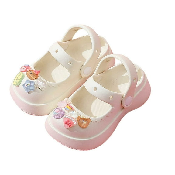 MEZZALL Mary Jane Children Slippers Girls Summer Cute Bow Sandals Indoor Flip Flops Child Closed Toe Sandals For 4-11 Years Old Lovely Toddler Prewalker