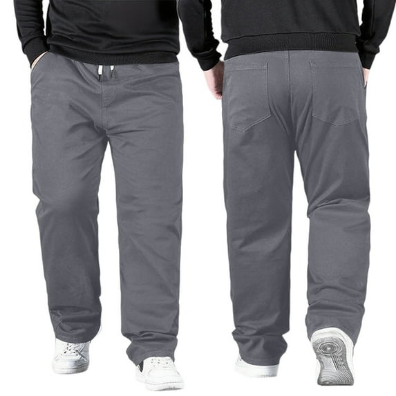 MEZZALL Men High Waist Casual Pants With Stretch Comfort Fit Big Tall Elastic Waistband Loose Straight Leg Trousers Summer Comfort Solid Color Daliy Slacks