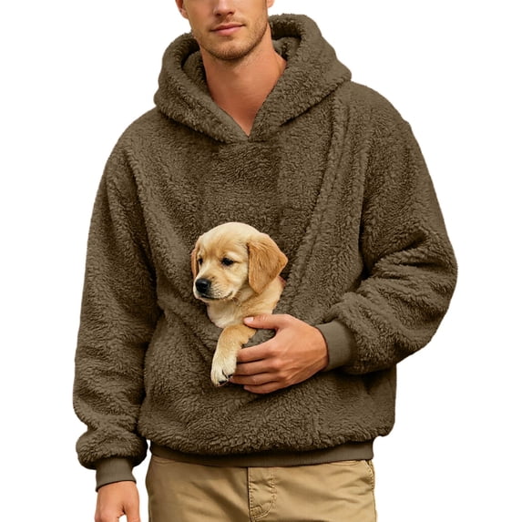 MEZZALL Men Hooded Sweatshirt With Pets Pouch Oversized Pullover For Small Cats Puppy Walking Outdoor Comfort Street Tops