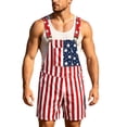 thumbnail image 1 of MEZZALL Men Rompers Shorts Summer Outdoor With Independence Day Striped Stars Print Casual Adjustable Straps Shorts For Lightweight Beachwear Patriotic 4th of July Sleeveless Pockets Coveralls, 1 of 4