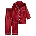 thumbnail image 1 of MEZZALL Men Satin Silk Button Down Pajama Sets Solid Color 2 Piece Sleepwear Loungewear Long Sleeve Lapel Shirts With Pants Family Matching Nightwear, 1 of 6